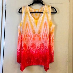 3/$20 Sunset Ombré Tank with Sharkbite Hem NWT